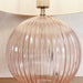 Table Lamp Dusky Pink Ribbed Glass & Charcoal Grey Cotton 40W E27 GLS Loops