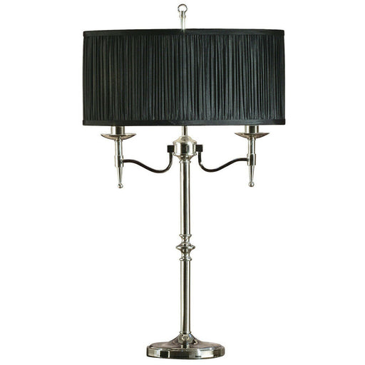 Avery Luxury Twin Table Lamp Bright Nickel & Black Shade Traditional Bulb Holder Loops