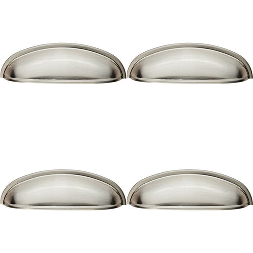 4x Shaker Cup Pull Handle 124 x 35mm 96mm Fixing Centres Satin Nickel Loops