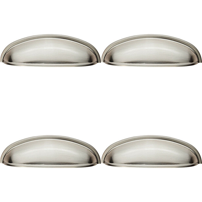 4x Shaker Cup Pull Handle 124 x 35mm 96mm Fixing Centres Satin Nickel Loops