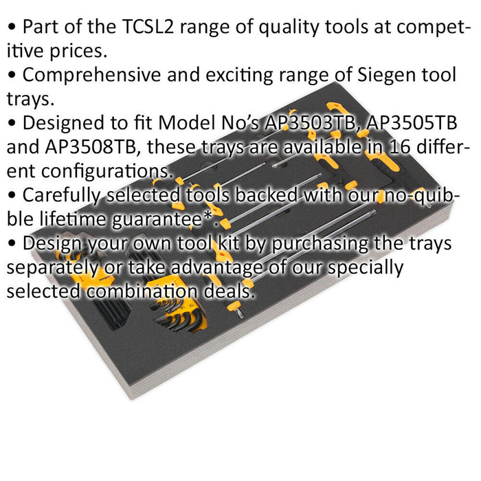 26 Pc T-Handle & Standard TRX-Star Key Set with Tool Tray - Tool Box Tray Tidy Loops