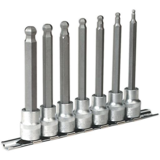 7 PACK Ball End Hex Socket Bit Set - 3/8" Square Drive - 3mm to 10mm LONG Allen Loops