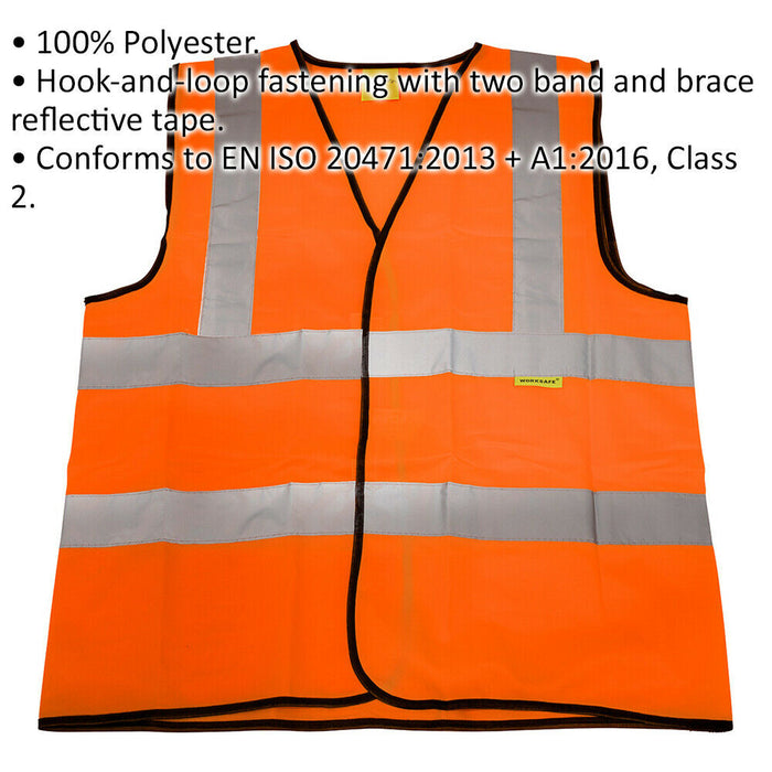 XXL Orange Yellow Hi Vis Waistcoat – Site Road Builder Contractor – Safety Wear Loops