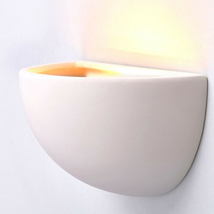 Dimmable LED Wall Light Unglazed Ceramic Round Dome Fitting Lounge Lamp Lighting Loops