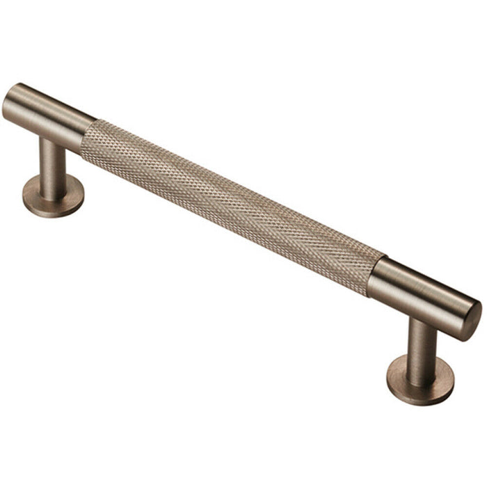 Knurled Bar Door Pull Handle 158 x 13mm 128mm Fixing Centres Satin Nickel Loops