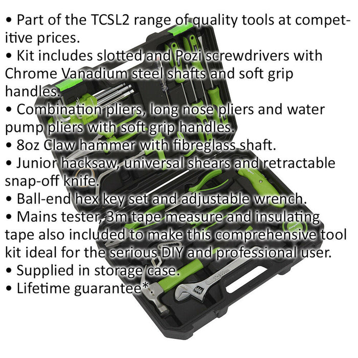 24pc Premium Tool Kit - Screwdriver Pliers Hacksaw Hex Key Hammer Spanner Loops