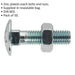 50 PACK Zinc Plated Coach Bolt and Nut - M10 x 40mm - 1.5mm Pitch - DIN 603 Loops