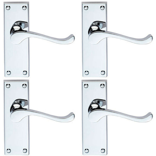 4x PAIR Victorian Scroll Handle on Latch Backplate 120 x 41mm Polished Chrome Loops