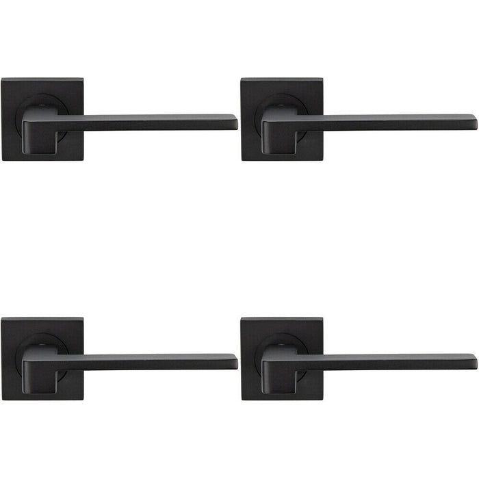 4x PAIR Flat Squared Bar Handle on Square Rose Concealed Fix Matt Black Loops