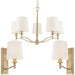 5 Bulb Ceiling Pendant Lamp & 2x Matching Wall Light Matt Antique Brass & Shade Loops