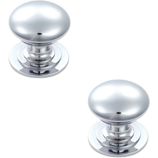 2x Victorian Round Cupboard Door Knob 50mm Dia Polished Chrome Cabinet Handle Loops