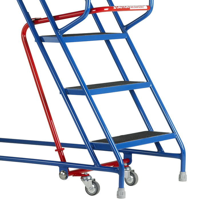4 Tread Mobile Warehouse Stairs Punched Steps 2m EN131 7 BLUE Safety Ladder Loops
