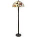 1.6m Tiffany Twin Floor Lamp Dark Bronze & Butterfly Stained Glass Shade i00007 Loops