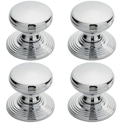 4x Smooth Ringed Cupboard Door Knob 28mm Dia Polished Chrome Cabinet Handle Loops