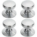 4x Smooth Ringed Cupboard Door Knob 28mm Dia Polished Chrome Cabinet Handle Loops
