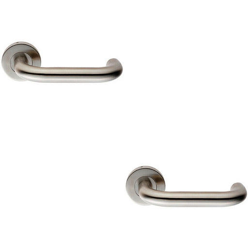 2x PAIR 19mm Round Bar Safety Handle on Round Rose Concealed Fix Satin Steel Loops