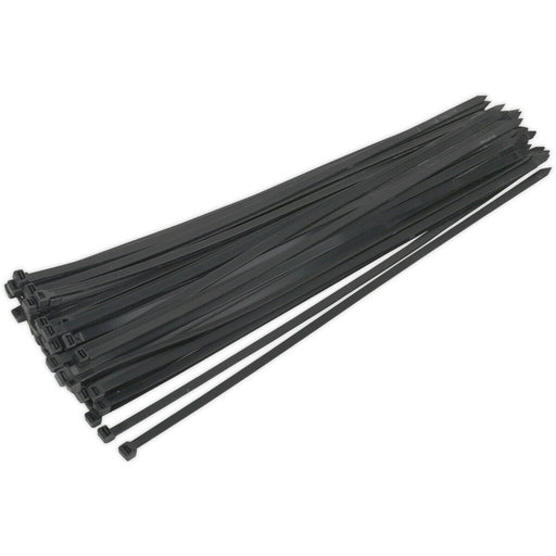 50 PACK Black Cable Ties - 650 x 12mm - Nylon 66 Material - Heat Resistant Loops