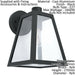 IP44 Outdoor Wall Light Black Trapeze Lantern 1 x 60W E27 Bulb Porch Lamp Loops