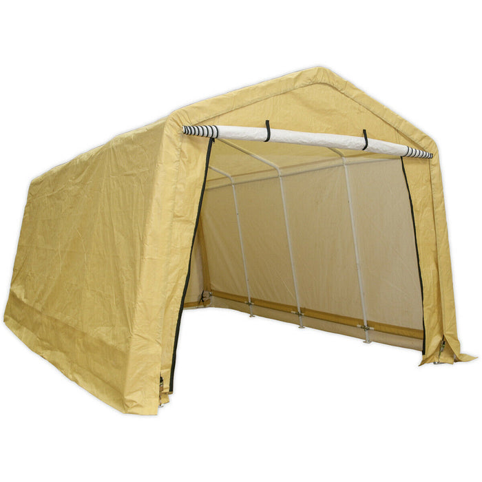 Car Port Shelter - 3m x 5.2m x 2.4m - Heavy Duty Tarpaulin - Double Zip Door Loops