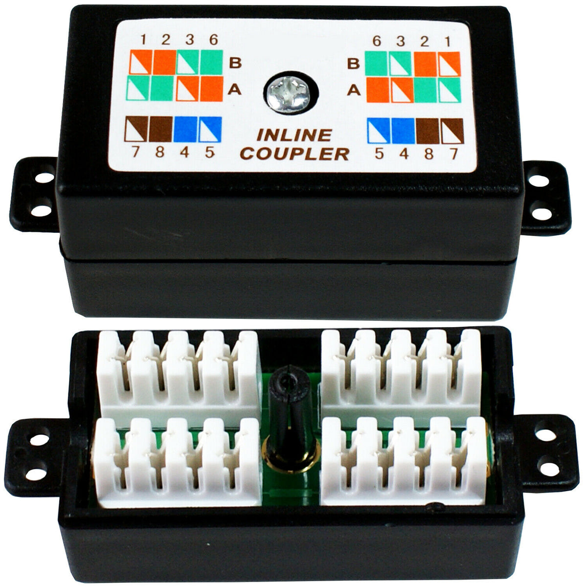 CAT5e IDC 4 Pair 8 Way Junction Box 8P8C Inline Cable Coupler Terminal ...