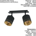 Flush Ceiling Light Colour Black Shade Black Gold Fabric Bulb E27 2x28W Loops