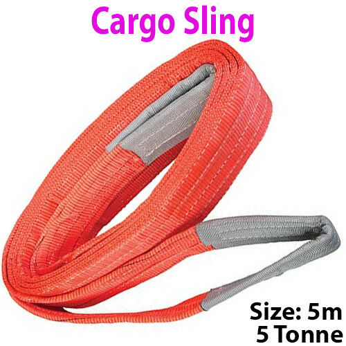 5m 5 Tonne (5000KG) Flat Webbing Strong Cargo Sling Lifting Crane Hoist Strap Loops