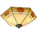 Tiffany Glass Semi Flush Ceiling Light Cream & Red Inverted Hex Shade i00058 Loops