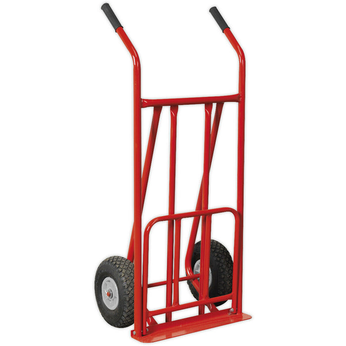 150kg Folding Sack Truck with Pneumatic Tyres - Tubular Steel Construction Loops