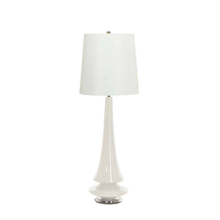 Table Lamp Polar White Glaze White Faux Silk Shade White LED E27 60W Loops