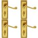 4x PAIR Reeded Design Scroll Lever on Bathroom Backplate 150 x 48mm Brass Loops