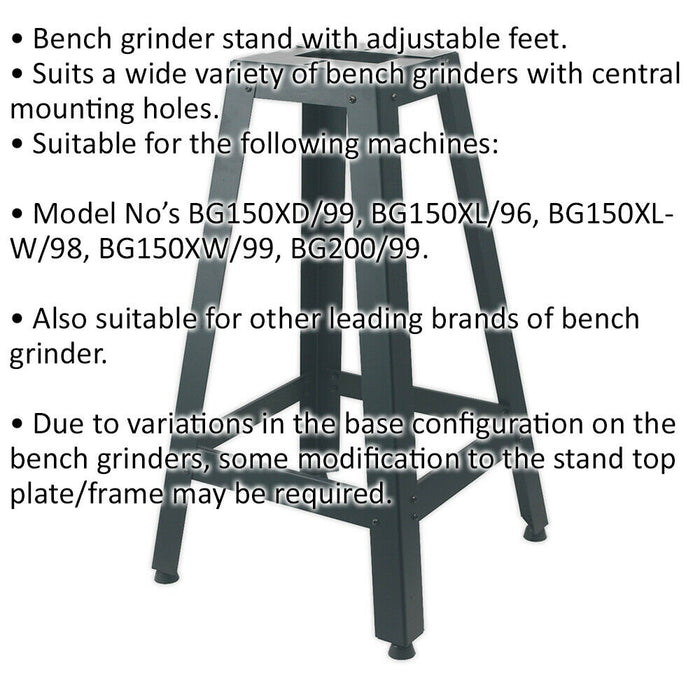 Bench Grinder Floor Stand - 900mm Height - Adjustable Feet - Mounting Holes Loops
