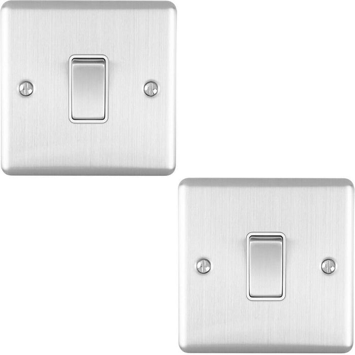 2 PACK 1 Gang 20A DP Single Switch SATIN STEEL & White Trim Appliance / Boiler Loops