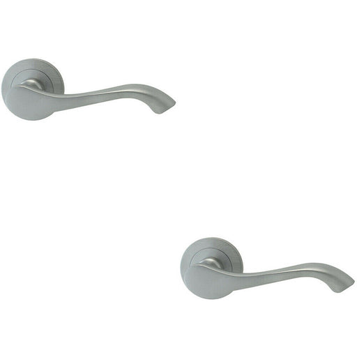 2x PAIR Scroll Shaped Handle on 50mm Round Rose Concealed Fix Satin Chrome Loops
