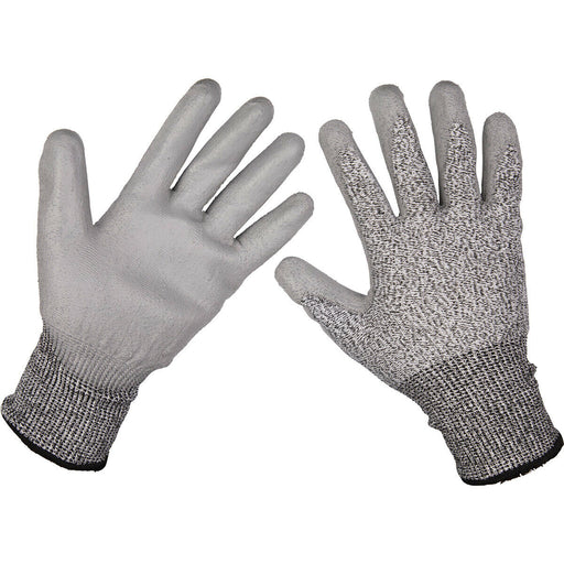 PAIR XL Anti-Cut PU Gloves - Coated Palm for Added Grip - Abrasion Resistant Loops