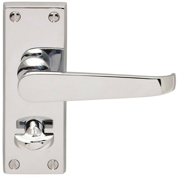 Door Handle & Bathroom Lock Pack Chrome Victorian Straight Thumbturn Backplate Loops