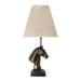 Table Lamp Horse Bust Tapered Square Hessian shade. Bronze Patina LED E27 40w Loops