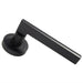 PAIR Straight Plinth Mounted Handle on Round Rose Concealed Fix Matt Black Loops