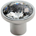 Round Faceted Crystal Cupboard Door Knob 34mm Diameter Polished Chrome Loops