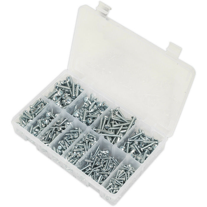 700 PACK Self Tapping Screw Assortment - Zinc Pan Head Pozi - Various Sizes Loops