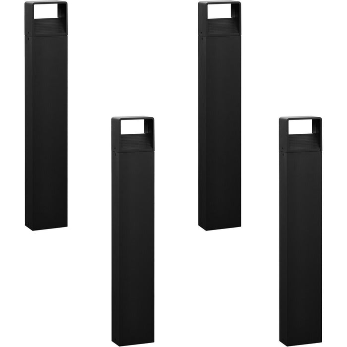 4 PACK IP44 Outdoor Bollard Light Anthracite Aluminium 6W LED Tall Lamp Post Loops