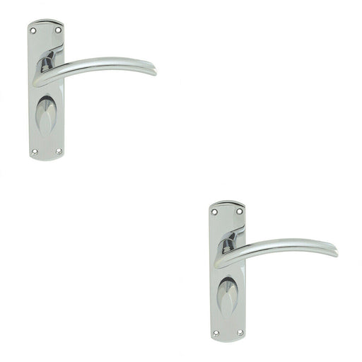 2x Arched Lever on Bathroom Backplate Door Handle 170 x 42mm Polished Chrome Loops