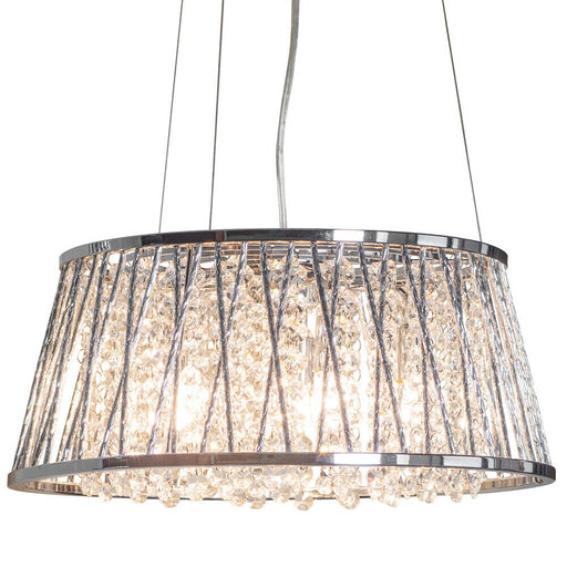 Multi Light Ceiling Pendant 5 Bulb Chrome & Large Crystal Shade Modern Lamp Loops