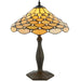 Tiffany Glass Table Lamp Light Dark Bronze & Rich Cream Geometric Shade i00226 Loops