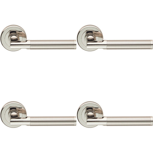 4x PAIR Sectional Round Bar with Mitred Corner Concealed Fix Dual Nickel Loops
