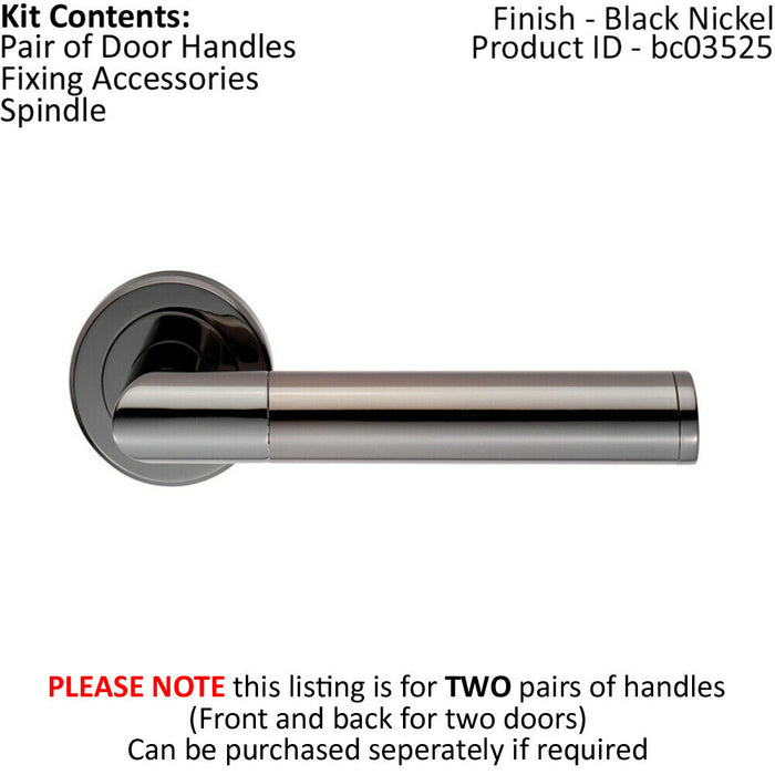 2x PAIR Sectional Round Bar Handle on Round Rose Concealed Fix Black Nickel Loops