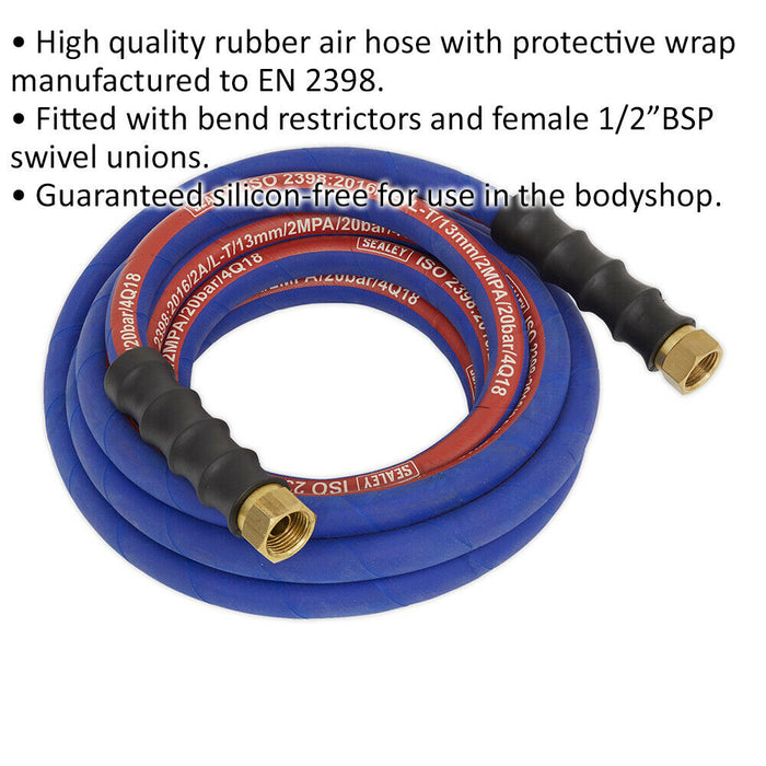 Extra Heavy Duty Air Hose with 1/2 Inch BSP Unions - 5 Metre Length - 13mm Bore Loops
