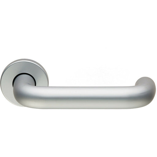 PAIR 19mm Round Bar Safety Lever on Round Rose Concealed Fix Satin Aluminium Loops