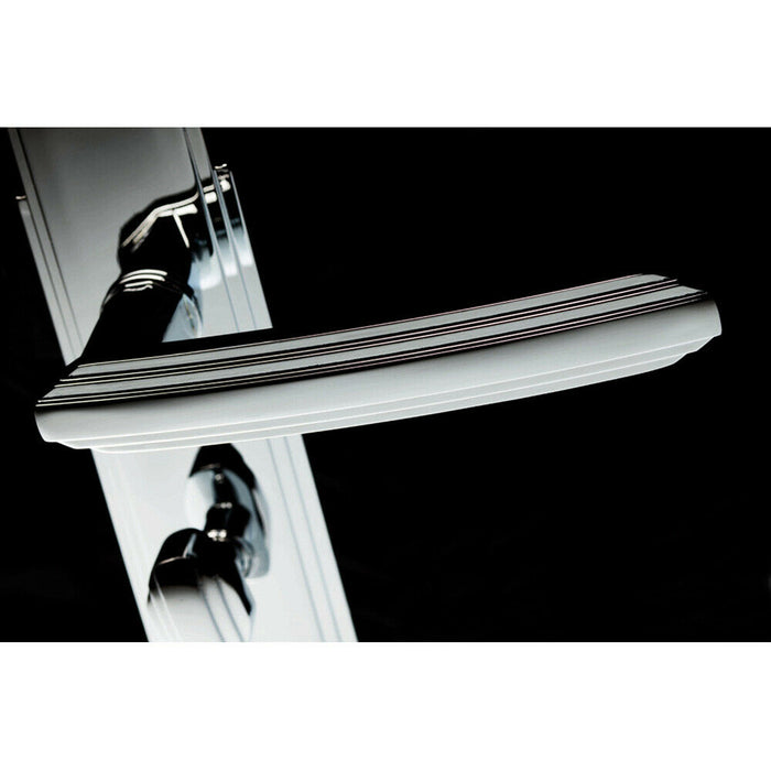 2x PAIR Line Detailed Handle on Bathroom Backplate 205 x 45mm Polished Chrome Loops