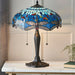 Tiffany Glass Table Lamp Light Dark Bronze Base & Blue Dragonfly Shade i00192 Loops