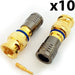 10x BNC Compression Connectors RG6 Crimp Male Plugs Coaxial Cable CCTV Install Loops